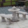 STATUES & SCULPTURES Japanese Stone Benches & Table Patio Garden Furniture Set Hot