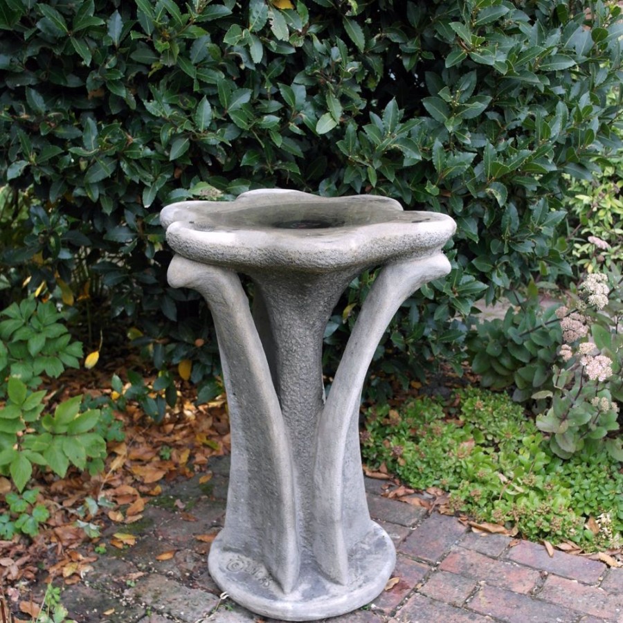 STATUES & SCULPTURES Flower Design Stone Garden Bird Bath Best