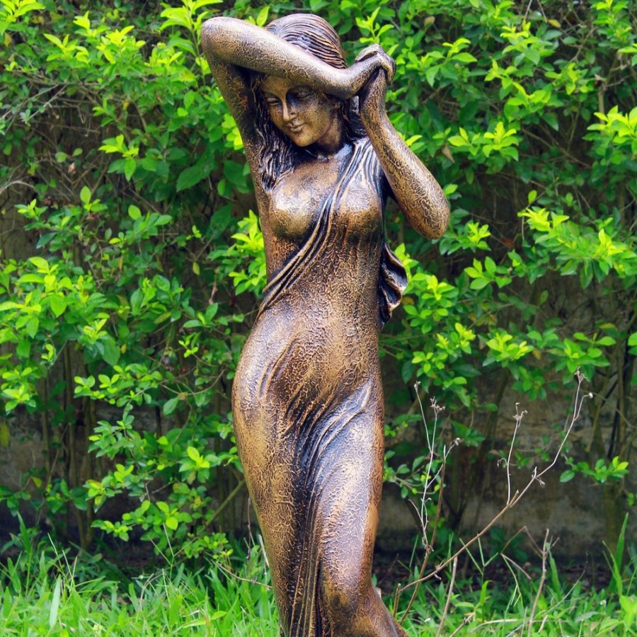 STATUES & SCULPTURES Shy Maiden 85Cm Bronze Marble Resin Garden Statue Hot