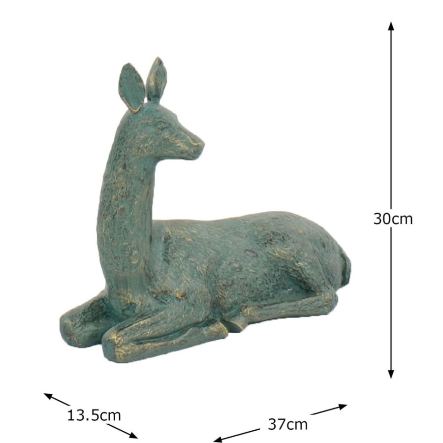 STATUES & SCULPTURES Laying Deer 30Cm Antique Bronze Metal Garden Ornament Online