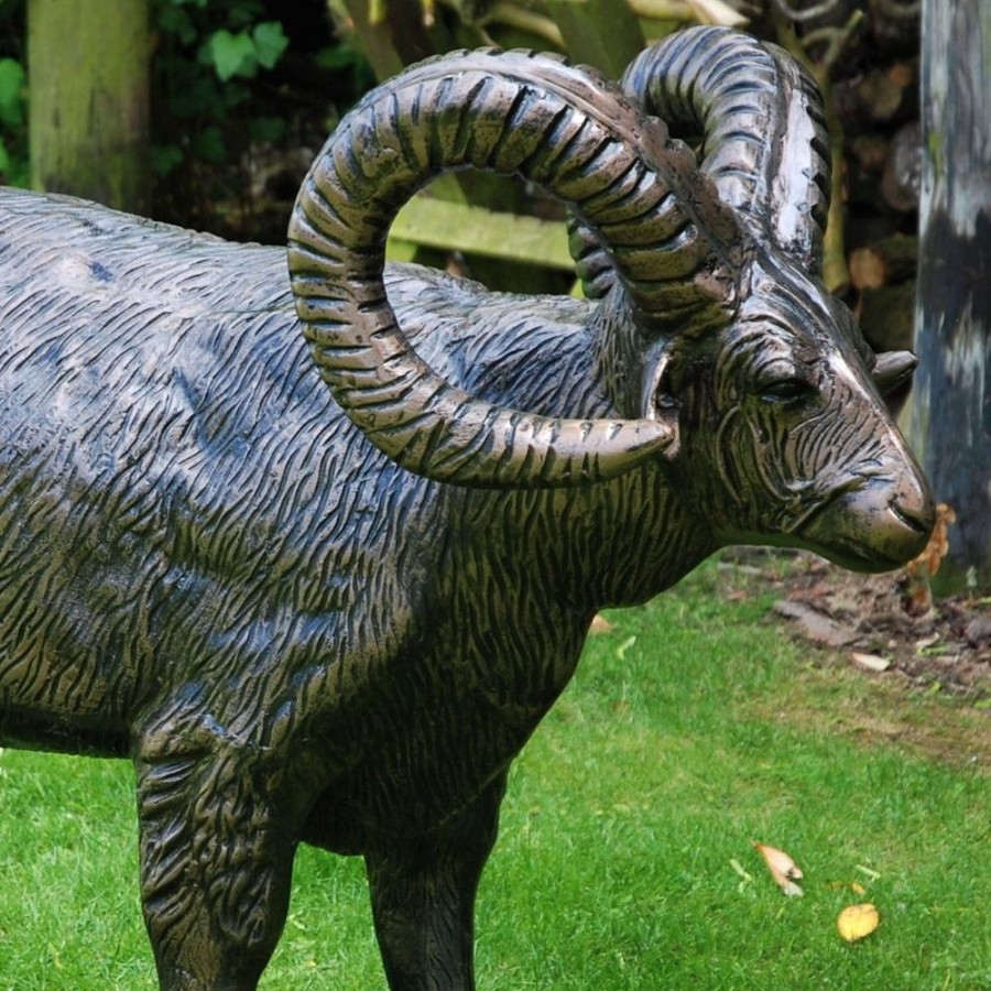 STATUES & SCULPTURES Manx Loaghtan Ram Life-Size Bronze Metal Garden Statue Best